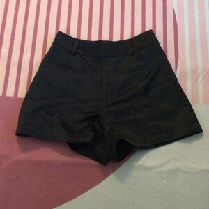 Classic Black Satin Hugh Waisted Women's Shorts